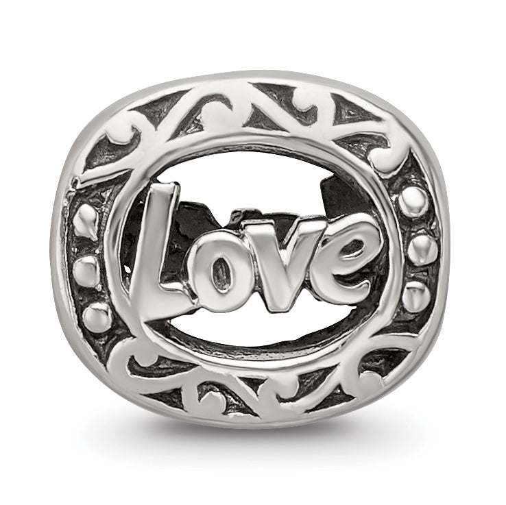Sterling Silver 925 Love Bead with Solid Casted Design