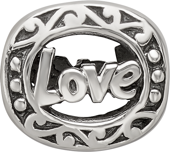 Sterling Silver 925 Love Bead with Solid Casted Design