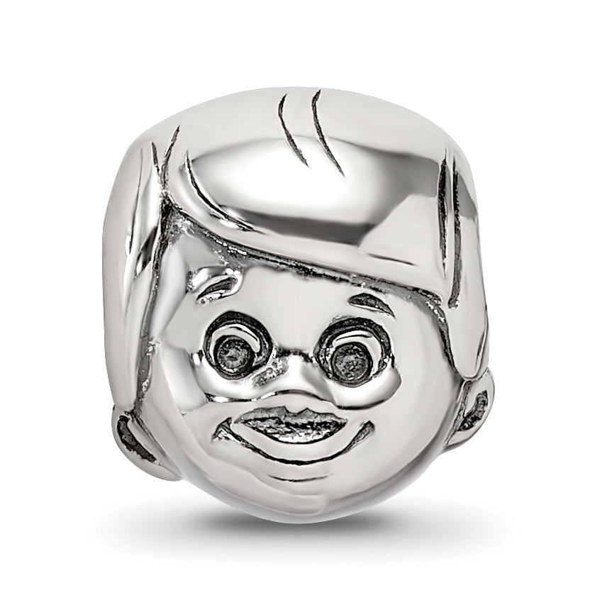 Sterling Silver 925 Little Boy's Head Bead Casted Solid Themed Jewelry by Sophia
