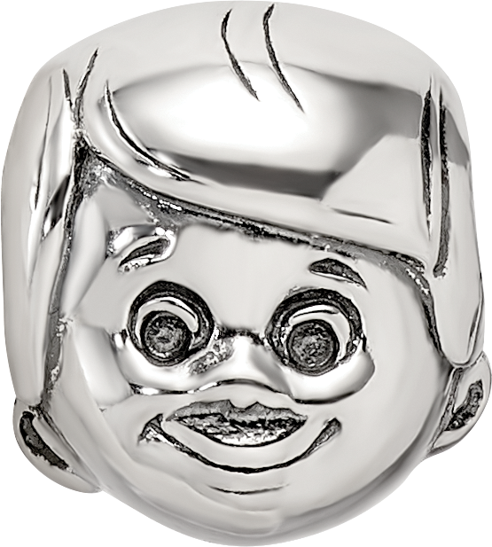 Sterling Silver 925 Little Boy's Head Bead Casted Solid Themed Jewelry by Sophia