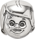 Sterling Silver 925 Little Boy's Head Bead Casted Solid Themed Jewelry by Sophia