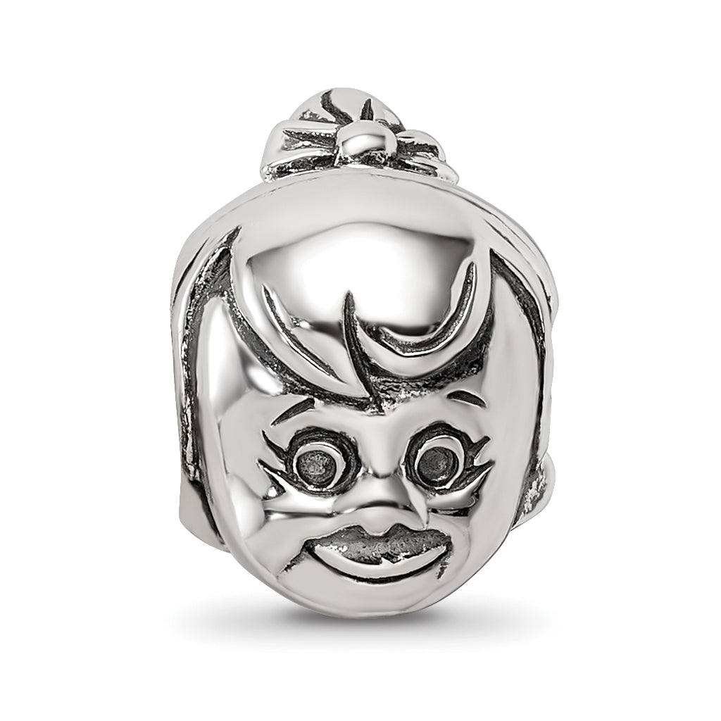 Sterling Silver 925 Themed Bead with Little Girl Design Cast Solid Charm