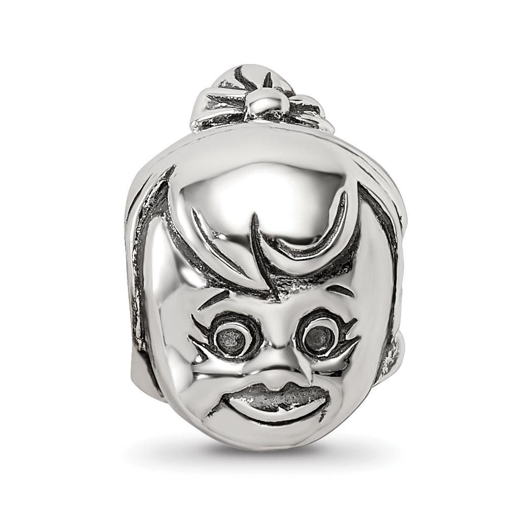 Sterling Silver 925 Themed Bead with Little Girl Design Cast Solid Charm