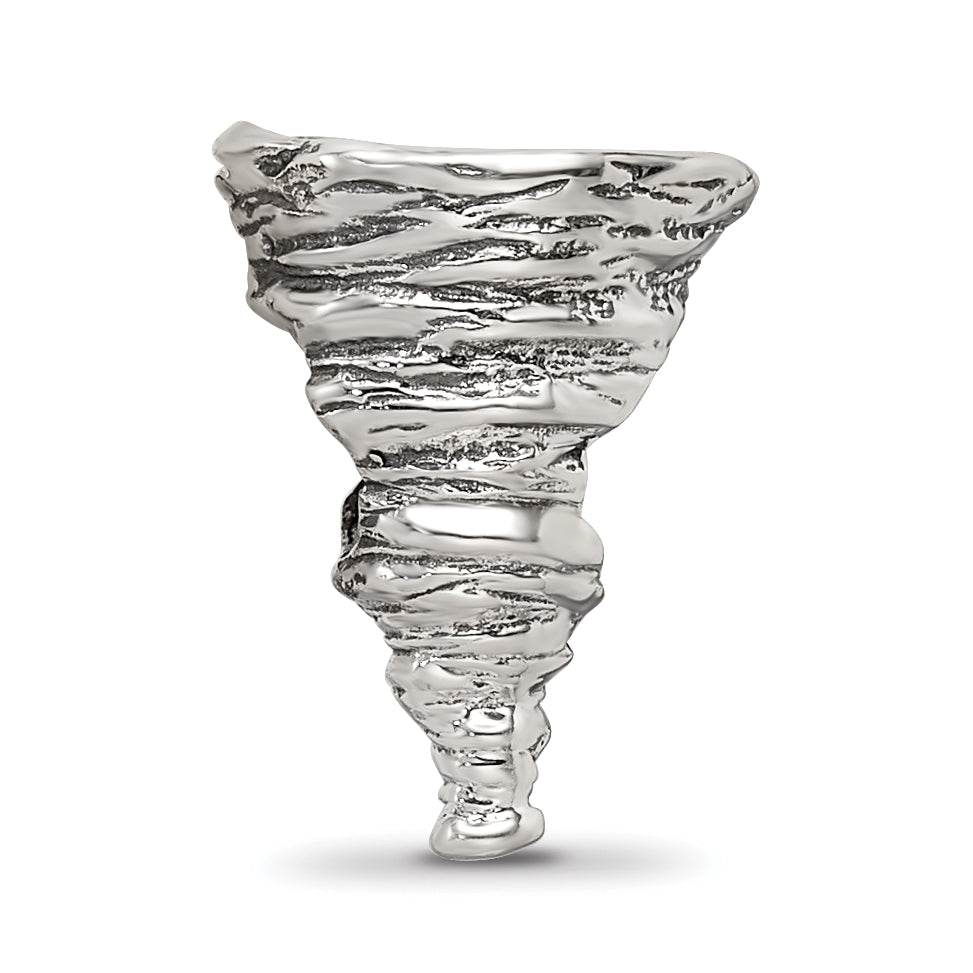 Sterling Silver 925 Tornado Bead with Solid Cast Design