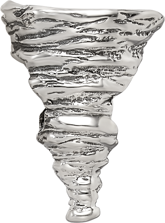 Sterling Silver 925 Tornado Bead with Solid Cast Design