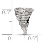 Sterling Silver 925 Tornado Bead with Solid Cast Design