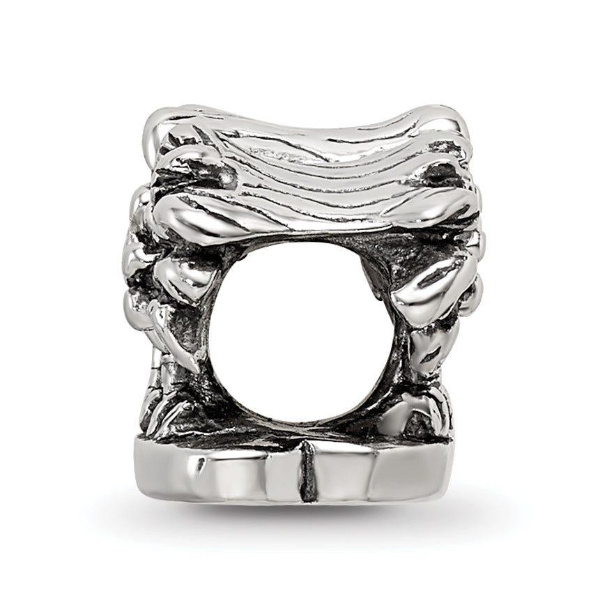 Sterling Silver 925 Palm Tree Bead with Solid Cast Design