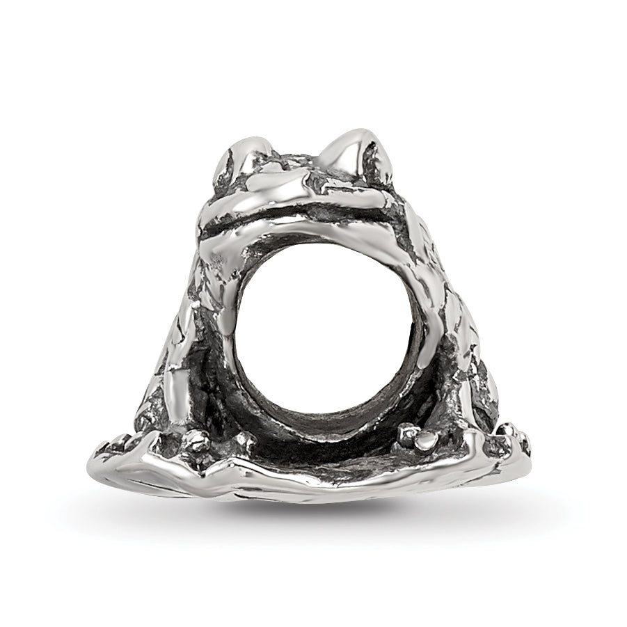 Sterling Silver 925 Frog on Lily Pad Bead Handcrafted Themed Jewelry
