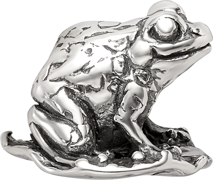 Sterling Silver 925 Frog on Lily Pad Bead Handcrafted Themed Jewelry