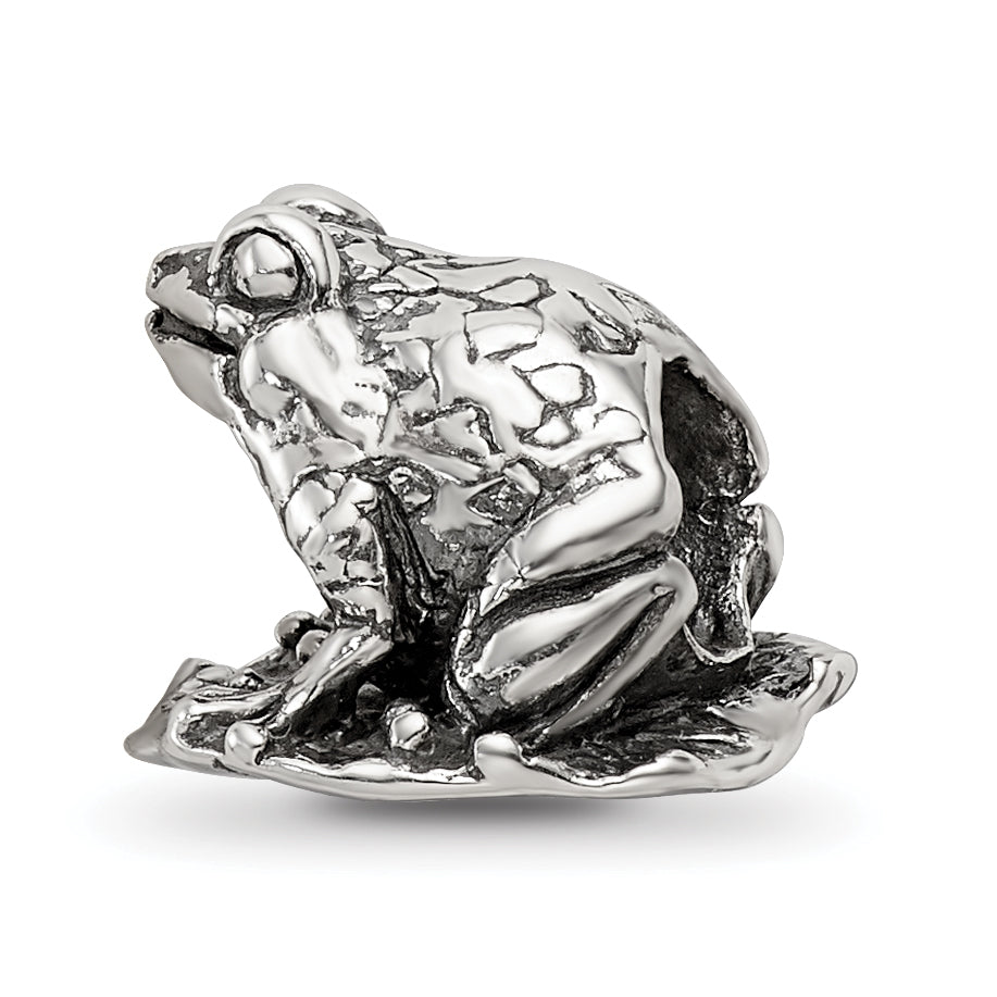 Sterling Silver Reflections Frog on Lily Pad Bead