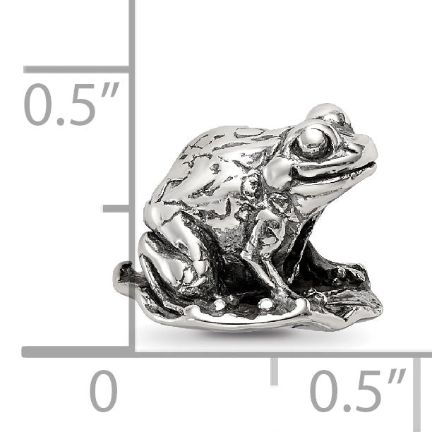Sterling Silver 925 Frog on Lily Pad Bead Handcrafted Themed Jewelry
