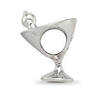 Sterling Silver 925 Martini Bead with Solid Casted Design
