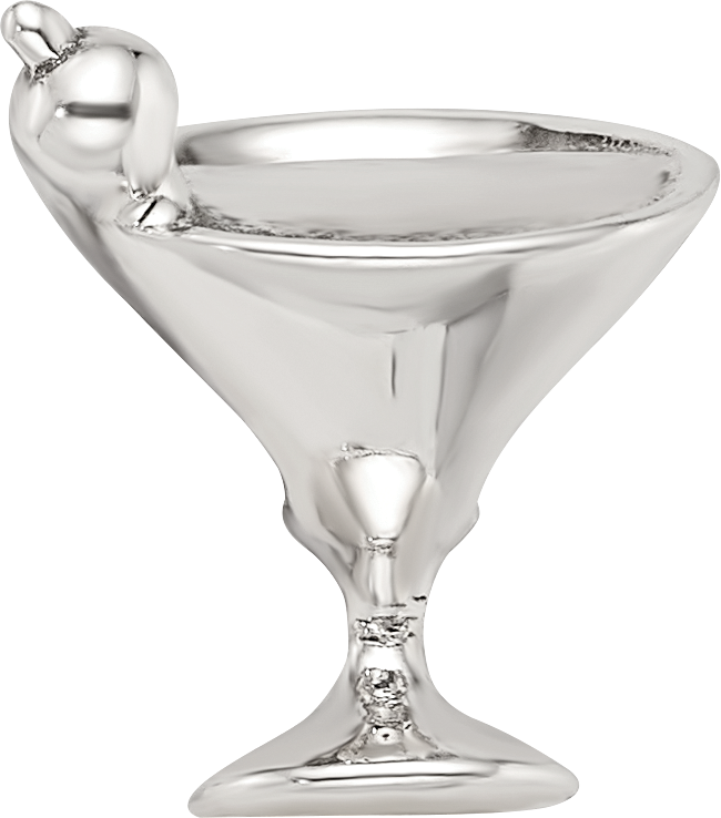 Sterling Silver 925 Martini Bead with Solid Casted Design