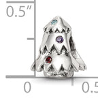 Sterling Silver 925 Christmas Tree Bead with Cubic Zirconia Vintage Finish