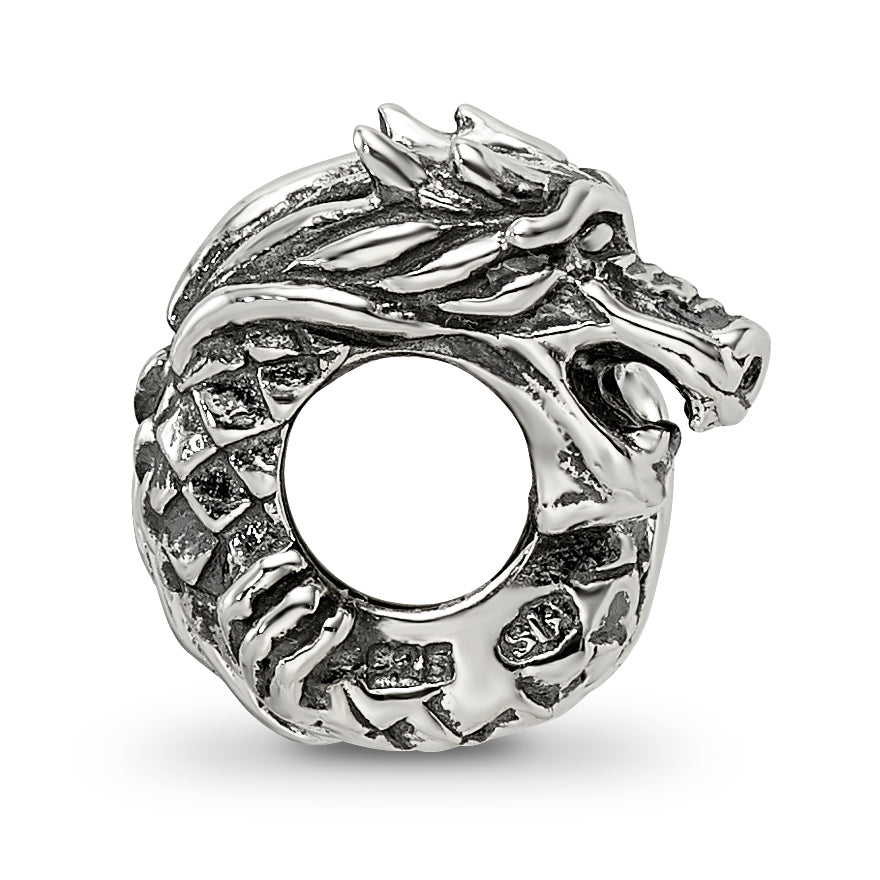 Sterling Silver 925 Dragon Bead with Solid Casted Design