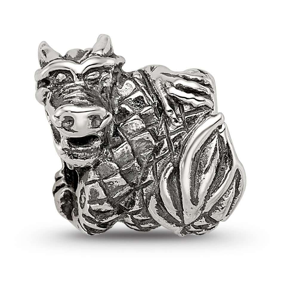 Sterling Silver 925 Dragon Bead with Solid Casted Design