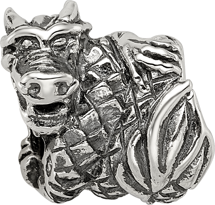 Sterling Silver 925 Dragon Bead with Solid Casted Design