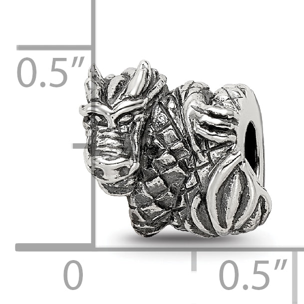 Sterling Silver 925 Dragon Bead with Solid Casted Design