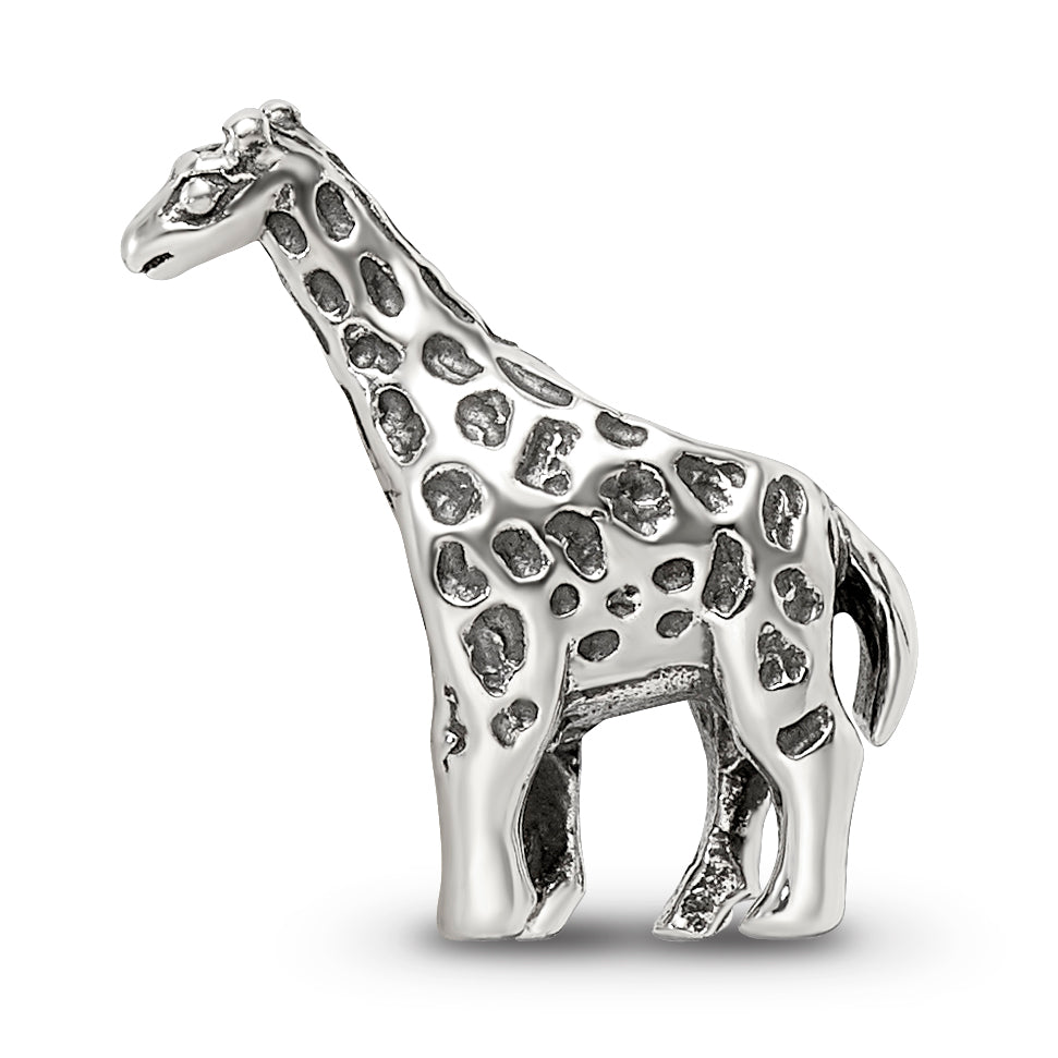 Sterling Silver 925 Giraffe Bead with Solid Casted Design