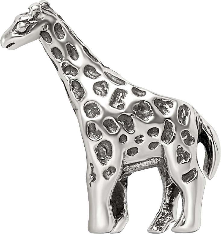 Sterling Silver 925 Giraffe Bead with Solid Casted Design