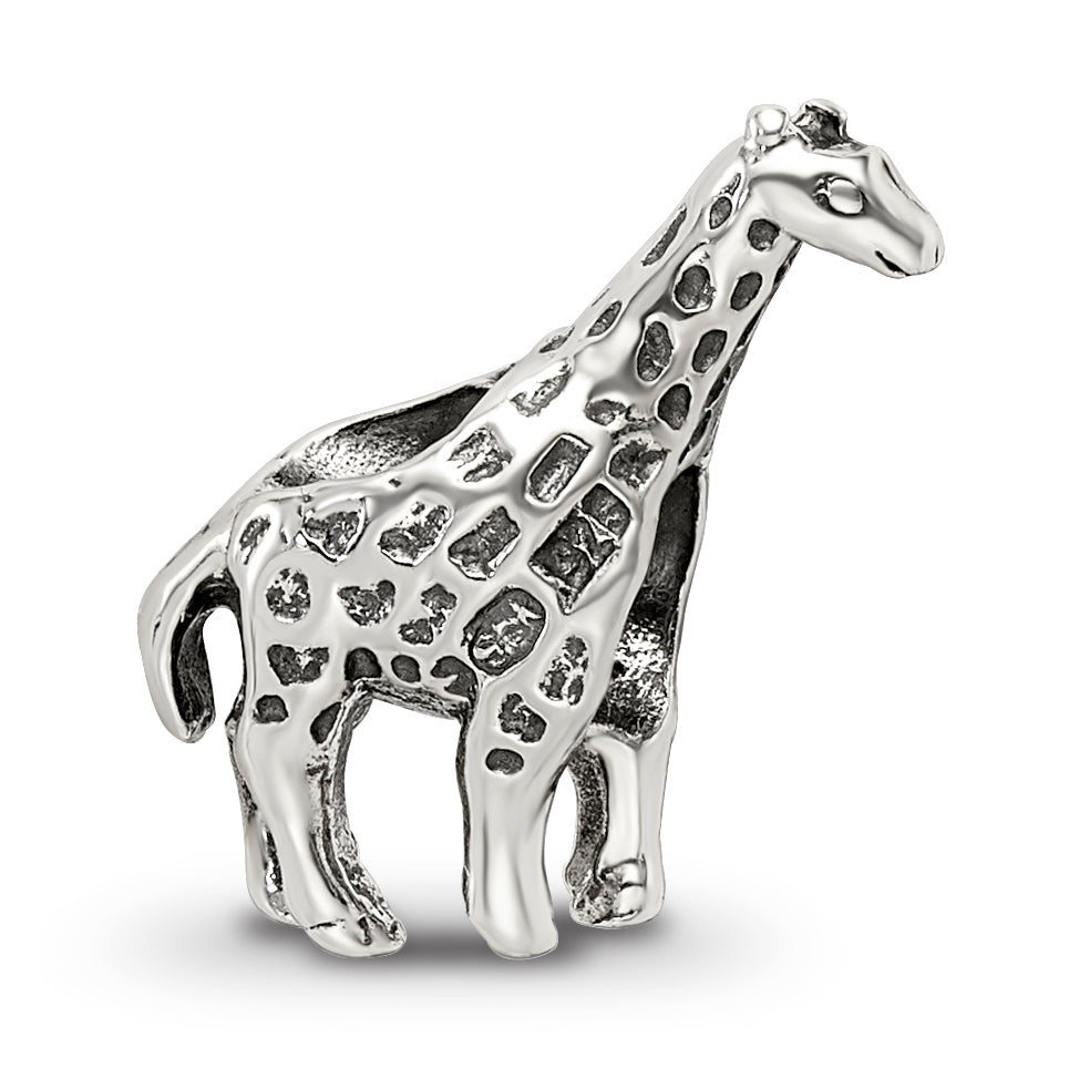 Sterling Silver 925 Giraffe Bead with Solid Casted Design