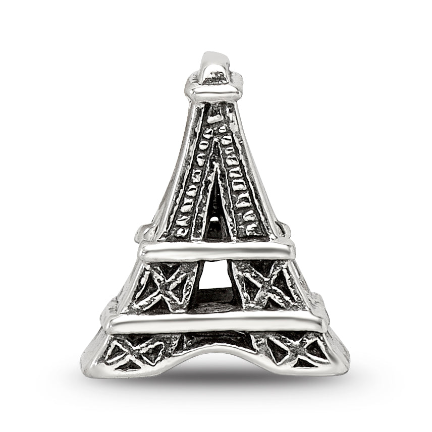 Sterling Silver 925 Eiffel Tower Bead Solid Casted Elegant Themed Charm