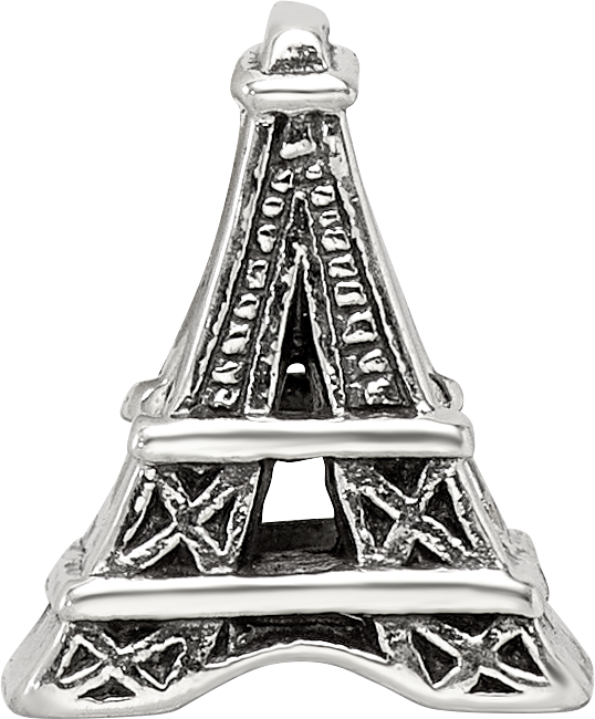 Sterling Silver 925 Eiffel Tower Bead Solid Casted Elegant Themed Charm