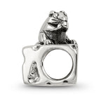 Sterling Silver 925 Mouse on Cheese Bead Charming Solid Design