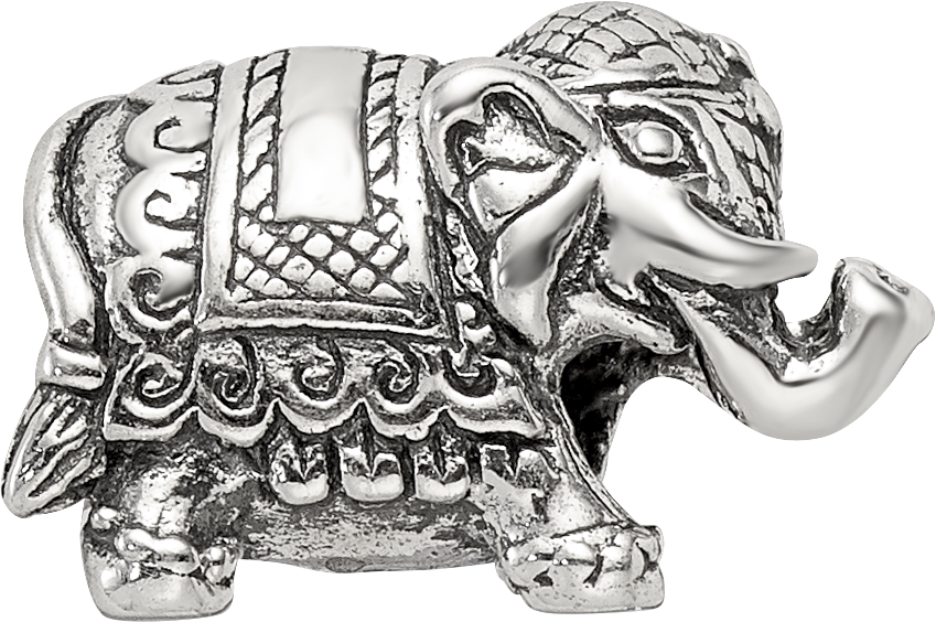 Sterling Silver 925 Elephant Bead with Solid Casted Design