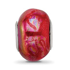 Sterling Silver 925 Ceramic Bead with Orange Pink Gradient Elegant Finish