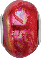 Sterling Silver 925 Ceramic Bead with Orange Pink Gradient Elegant Finish