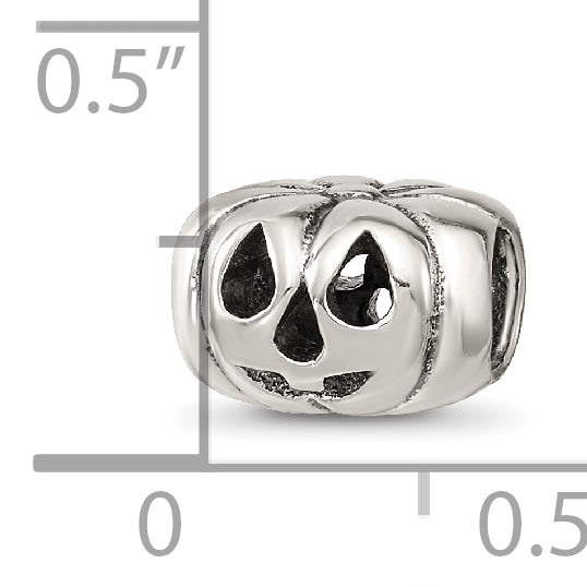 Sterling Silver 925 Jack o' Lantern Bead with Antiqued Finish Solid Cast Design