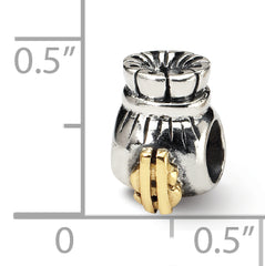 Sterling Silver & 14K Gold Money Bag Bead with Antiqued Finish for Elegance