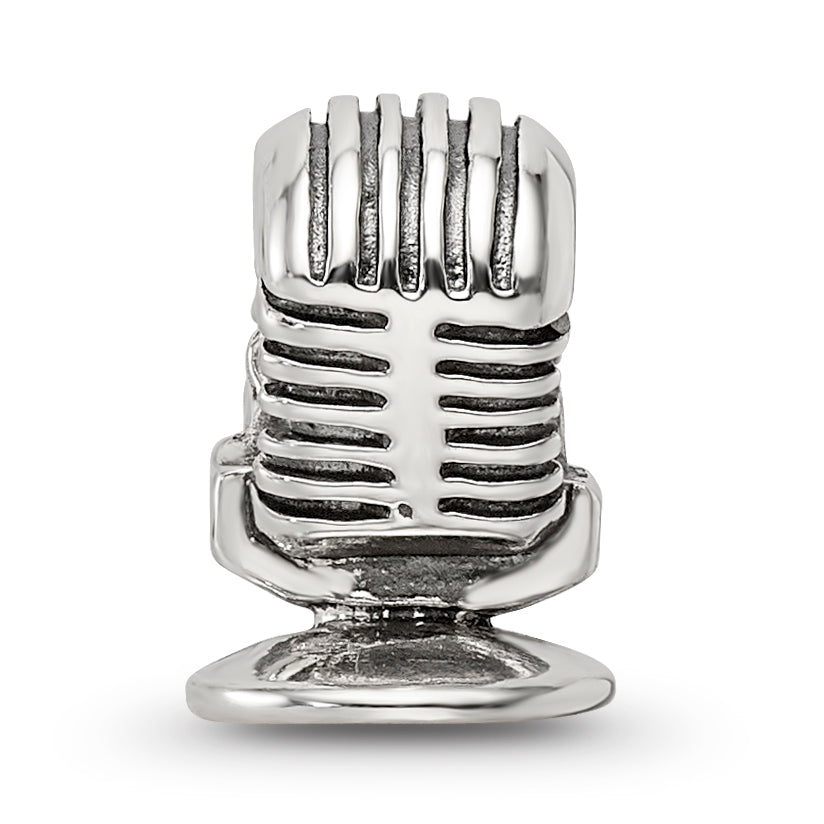 Sterling Silver 925 Microphone Bead Solid Casted Themed Jewelry for Charm Bracelets