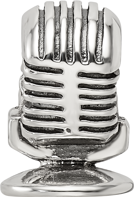 Sterling Silver 925 Microphone Bead Solid Casted Themed Jewelry for Charm Bracelets