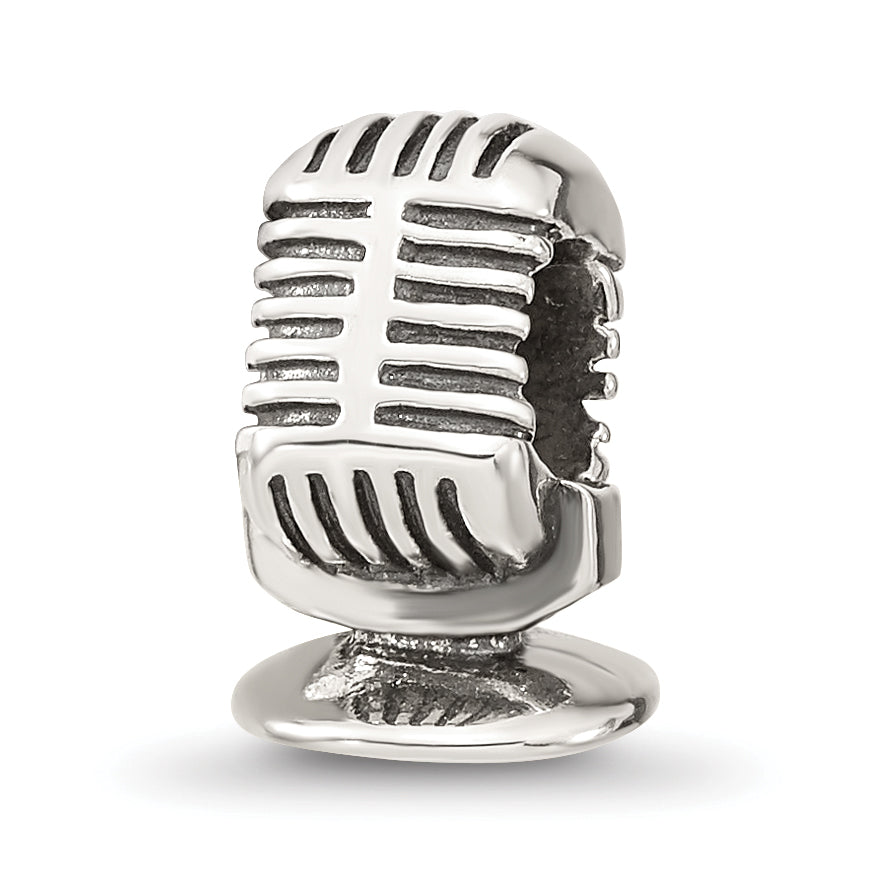 Sterling Silver 925 Microphone Bead Solid Casted Themed Jewelry for Charm Bracelets