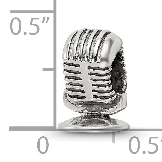 Sterling Silver 925 Microphone Bead Solid Casted Themed Jewelry for Charm Bracelets