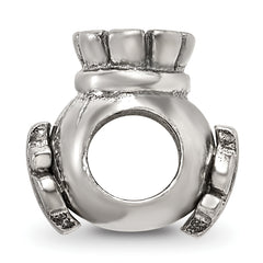 Sterling Silver 925 Antiqued Money Bag Bead with Solid Casted Design