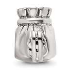Sterling Silver 925 Antiqued Money Bag Bead with Solid Casted Design