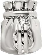 Sterling Silver 925 Antiqued Money Bag Bead with Solid Casted Design