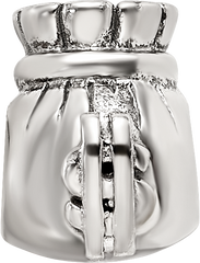 Sterling Silver 925 Antiqued Money Bag Bead with Solid Casted Design
