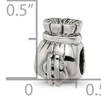 Sterling Silver 925 Antiqued Money Bag Bead with Solid Casted Design