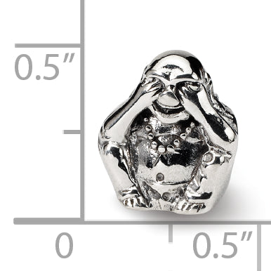 Sterling Silver 925 Buddha Bead with Antiqued Finish Themed, Solid Design