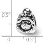 Sterling Silver 925 Antiqued Buddha Bead with Speak No Evil Design