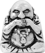 Sterling Silver 925 Antiqued Buddha Bead with Speak No Evil Design