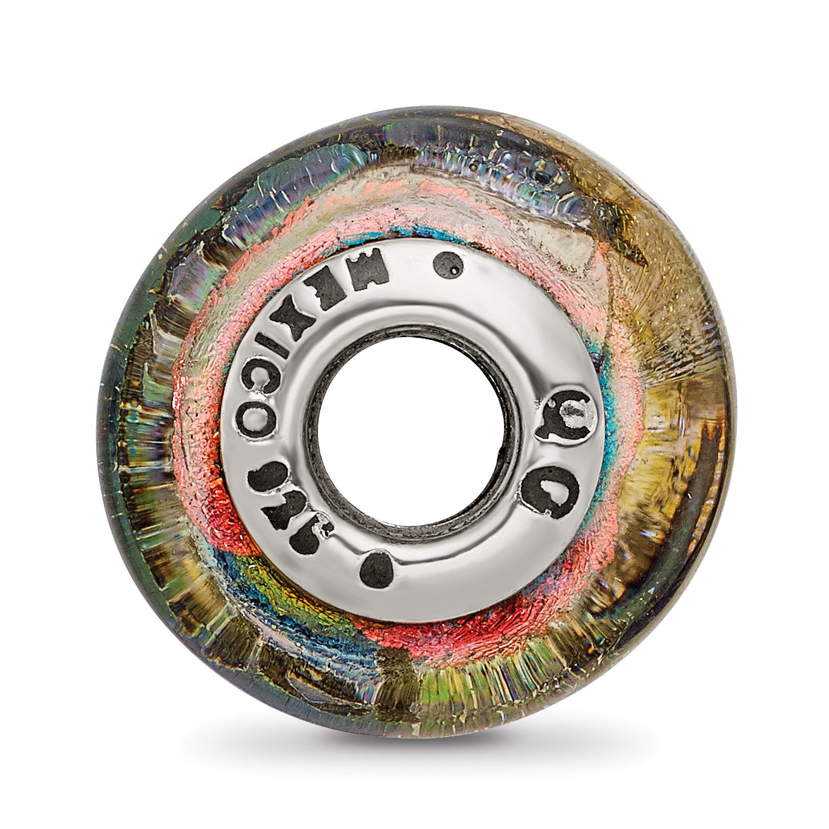 Sterling Silver 925 Cozumel Orange Dichroic Glass Bead Elegant Artisan Design Secondary image