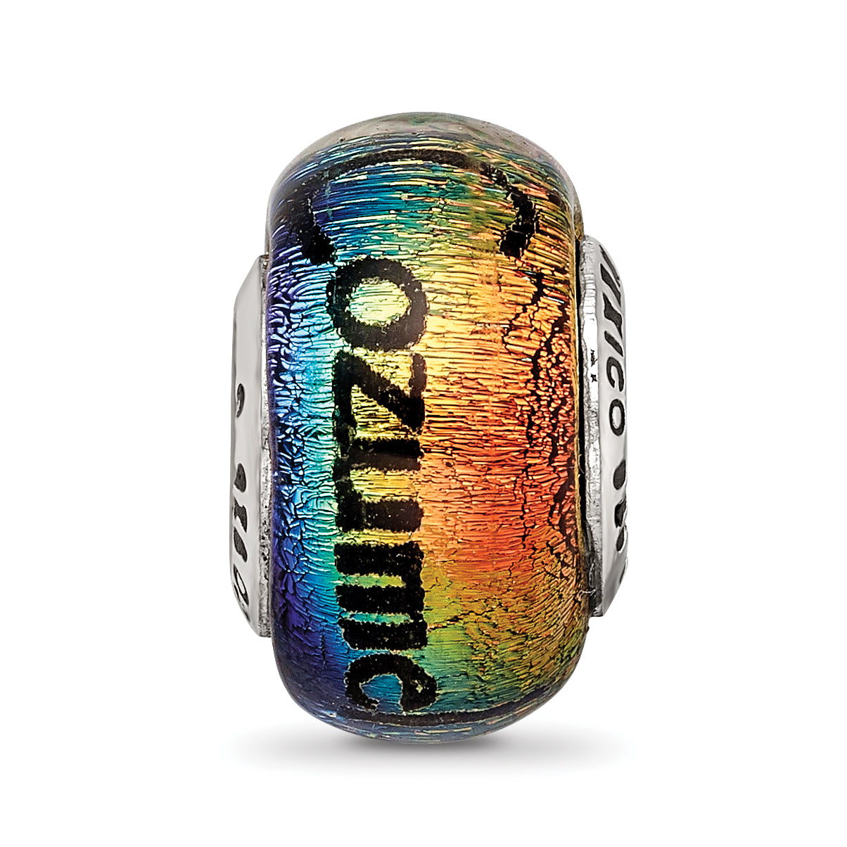 Sterling Silver 925 Cozumel Orange Dichroic Glass Bead Elegant Artisan Design
