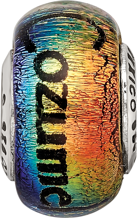 Sterling Silver 925 Cozumel Orange Dichroic Glass Bead Elegant Artisan Design