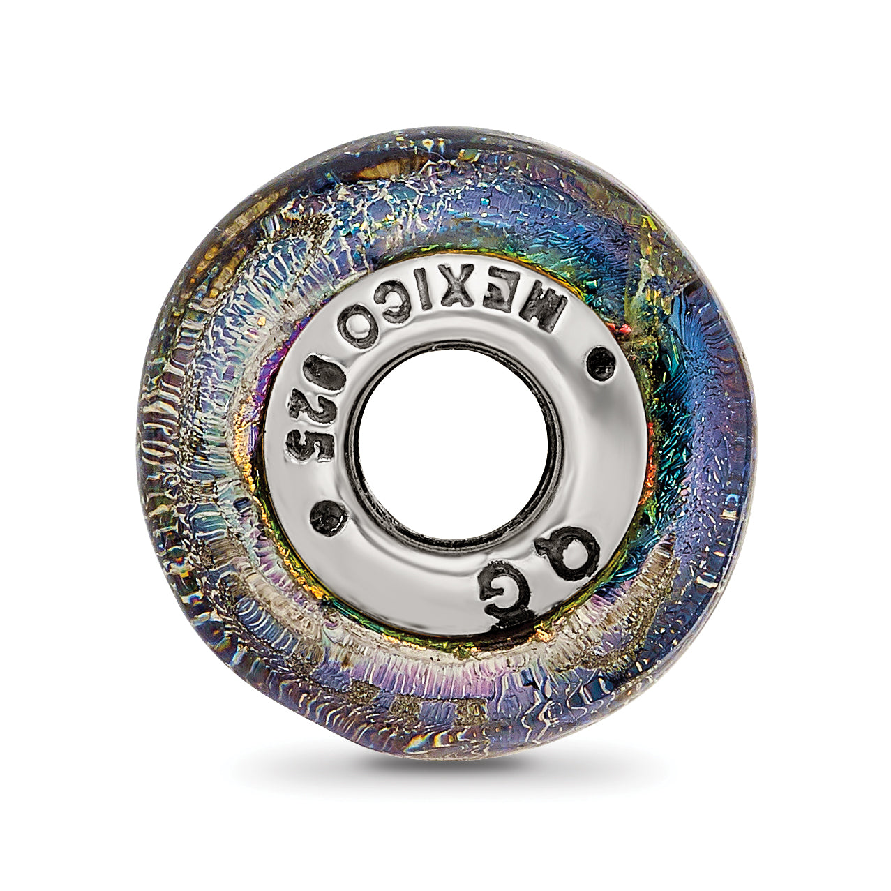 Sterling Silver 925 Glass Bead with Cancun Orange Dichroic Accent Secondary image