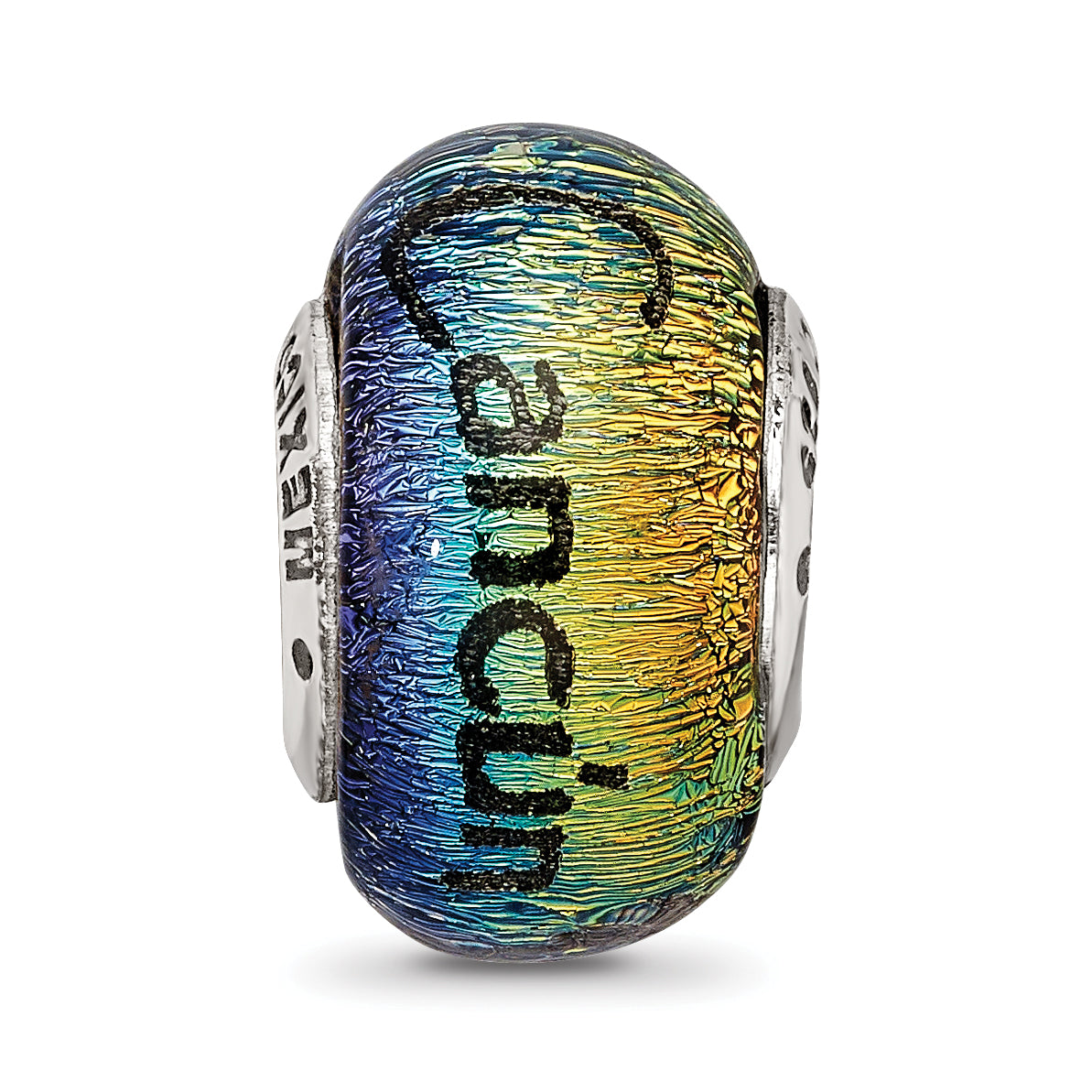 Sterling Silver 925 Glass Bead with Cancun Orange Dichroic Accent